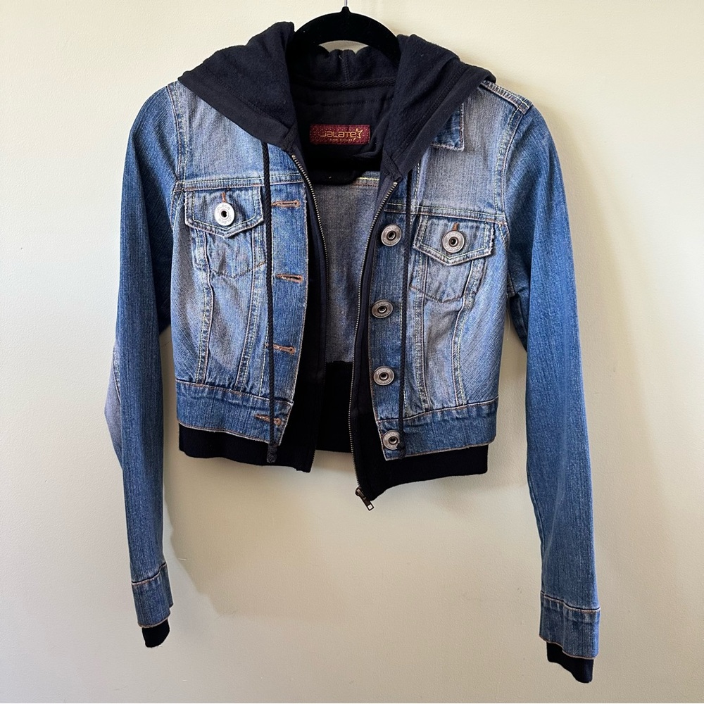 Jalate Blue Denim Jacket with Black Hood